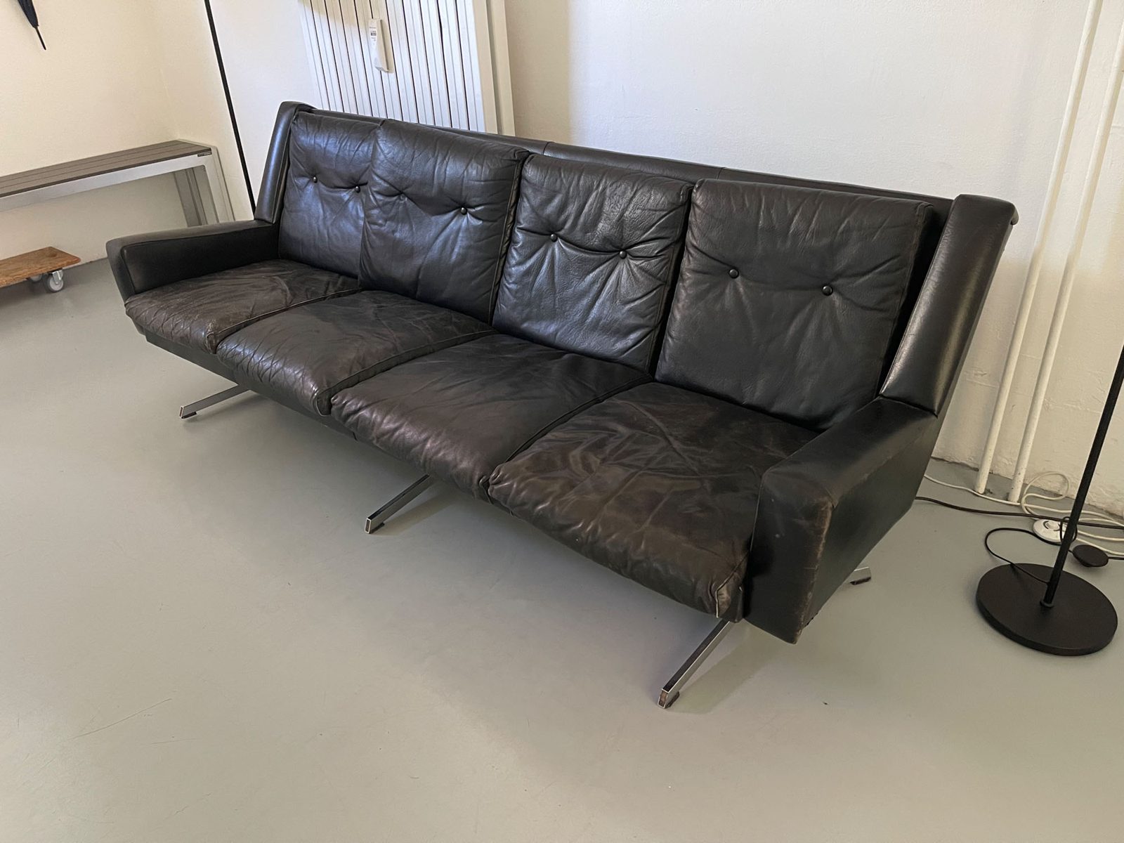 Ledersofa schwarz, Vintage
